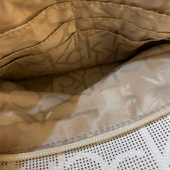 Calvin Klein Tan and White Crossbody Bag with Monogram - Picture 8 of 9